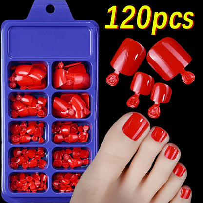 120pcs Square ToeNail Tips - Short French Tip Press On Toenails Pink Soft Gel Toe Nail Tips Full Cover Fake Toe Nail Extensions