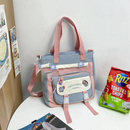 Portable Ins Students School Bags Large Capacity Bear High School Backpacks Multi Pockets Cartoon Teenage Shoulder Bags Girl