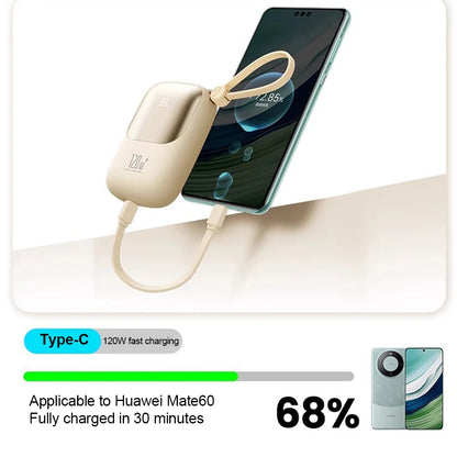 120W super fast charging power bank with cable 10000mAh large capacity portable mobile power Mini supply gift