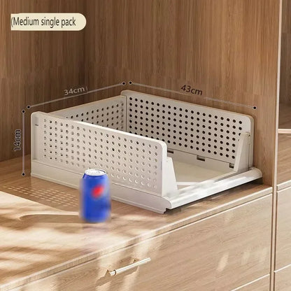 Stackable Clothes Storage Drawer Folding Plastic Organizer High-capacity Layered Partition Clothes Basket Household Storage Box