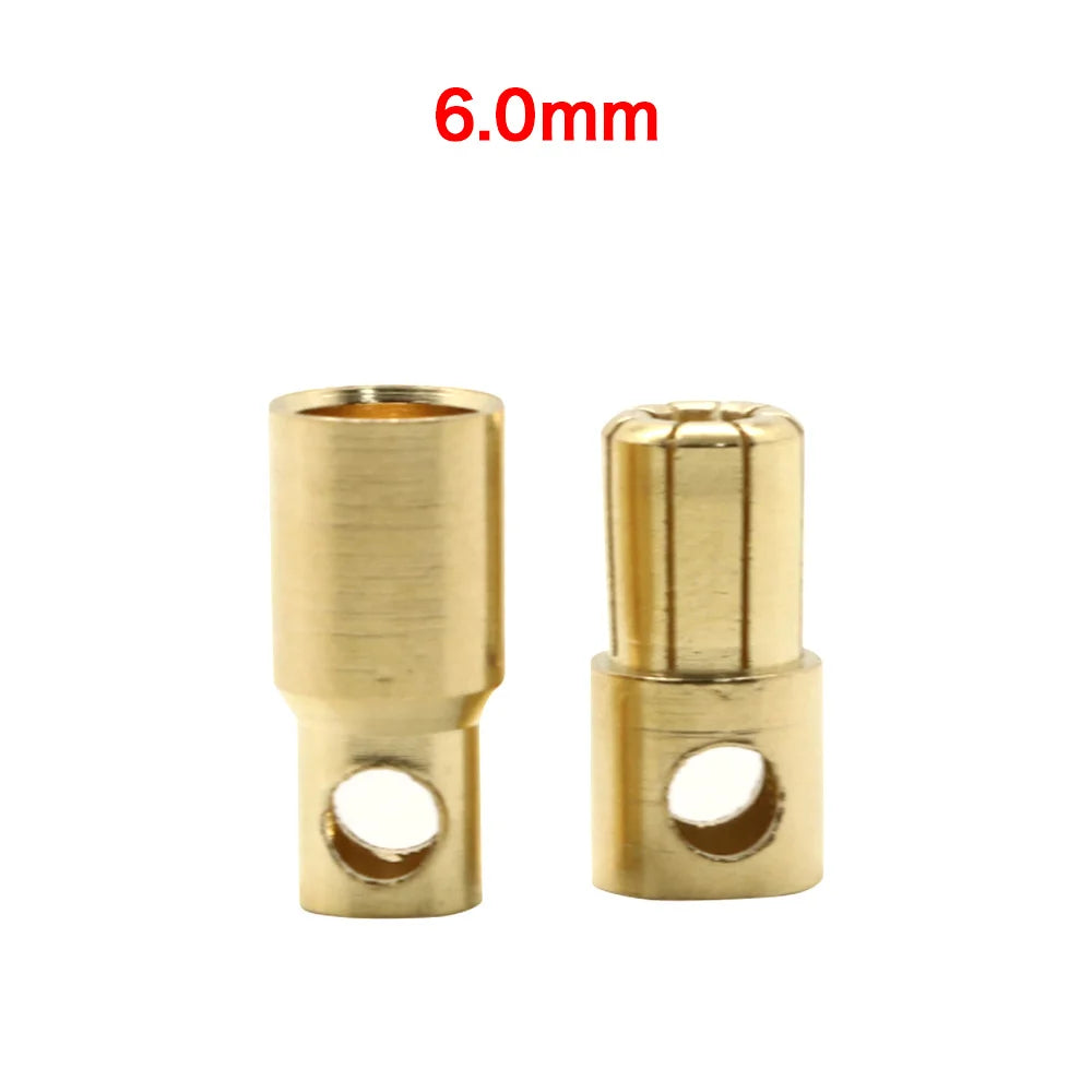20pcs/lot 2.0mm 3.0mm 3.5mm 4.0mm 5.5mm 6.0mm 8.0MM Gold Bullet Banana Connector plug for ESC Lipo RC battery Plugs (10 pair)