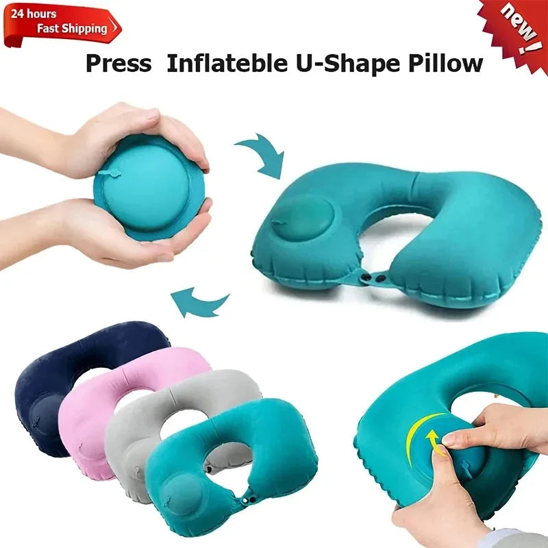 Inflatable Pillow Travel Portable Neck Protection Pillow Press Inflatable U-shaped Pillow Travel Storage Neck Pillow 2025 New