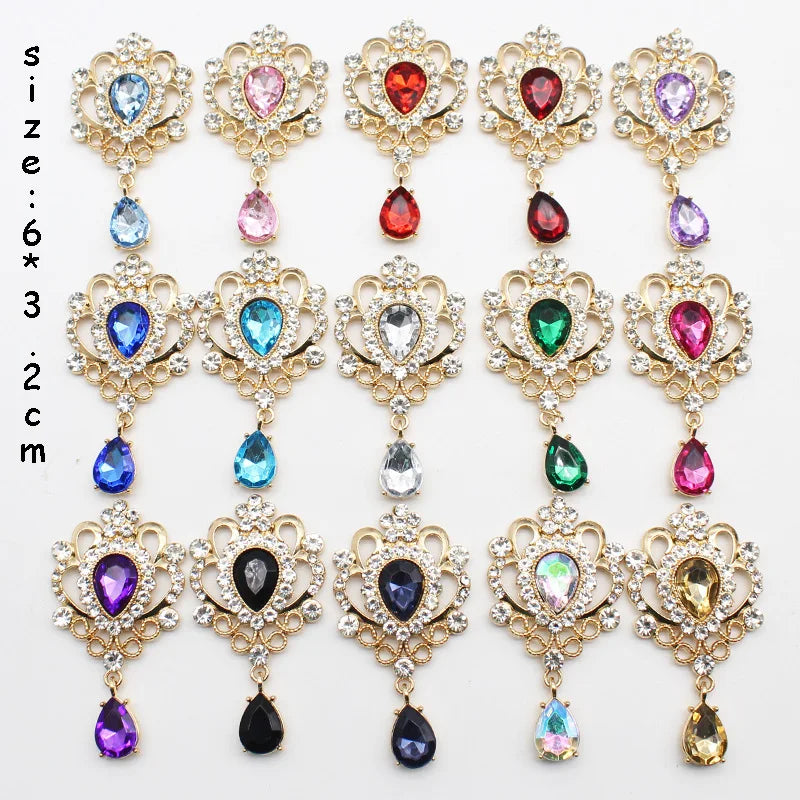32*60mm Droplet diamond pendant accessories, flat bottom brooch accessories, DIY accessories, headwear accessories 5/10/20PCS