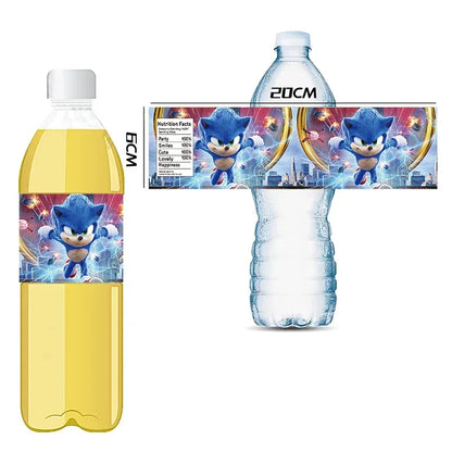 Bandai Sonic the Hedgehog Sticker Party Supplies Birthday Party Bottle Sticker Party Juice Cup Sticker Baby Party Decorations
