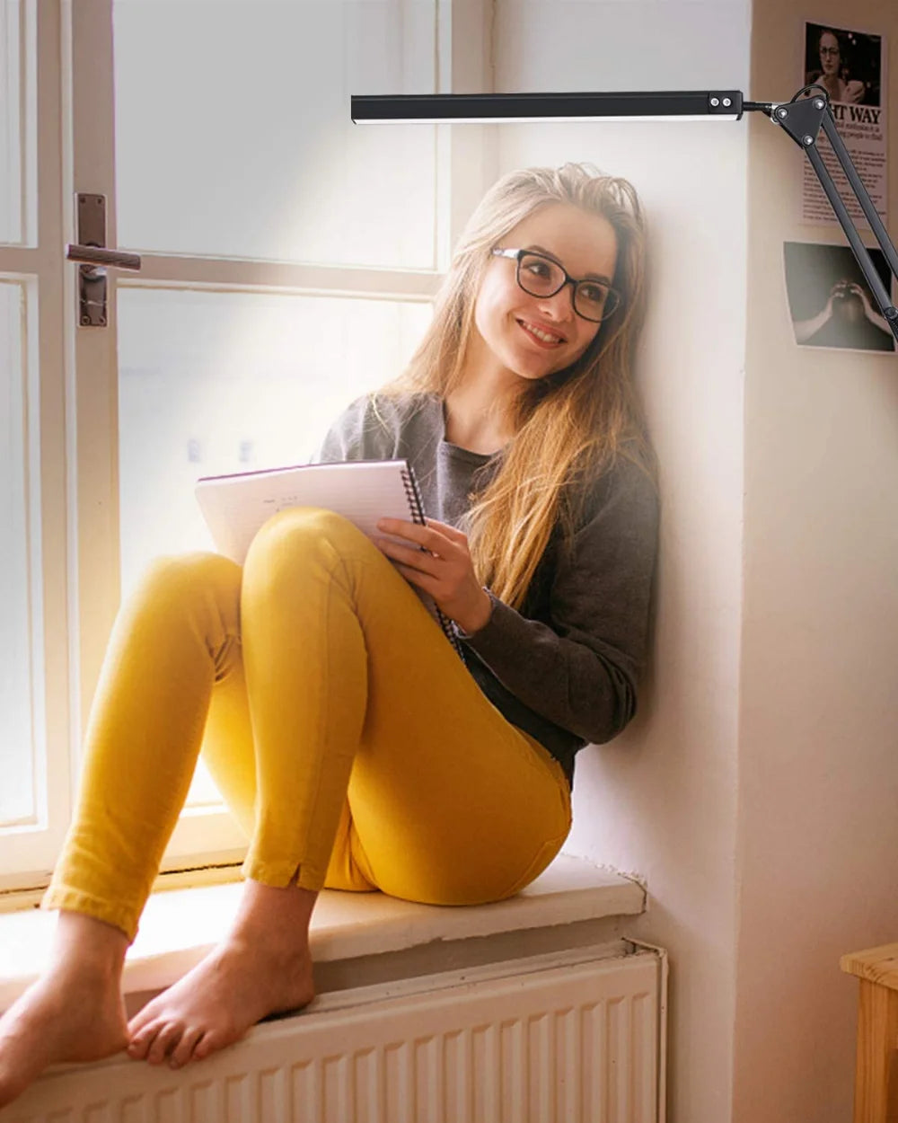 LED Desk Lamp with Clamp 10W Swing Arm Desk Lamp Eye-Caring Dimmable Desk Light with 10 Brightness Level, 3 Lighting Modes