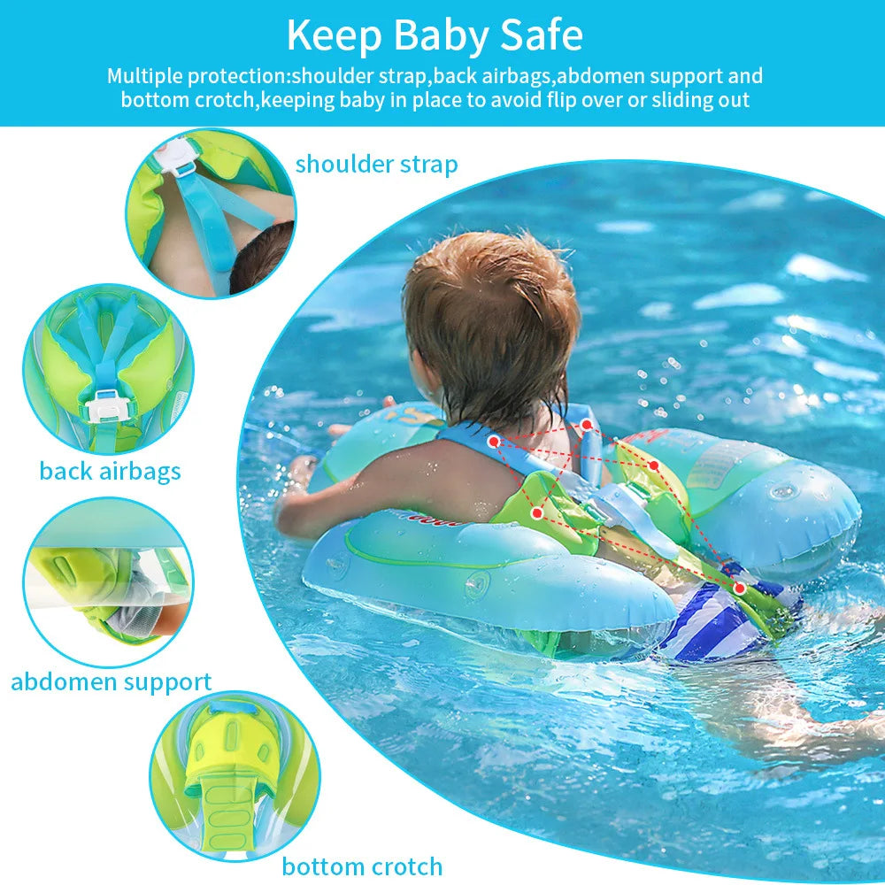 Baby Swimming Float With Sun Canopy Inflatable Infant Floating Swim Kids Swim Pool Accessories Circle Bathing Summer