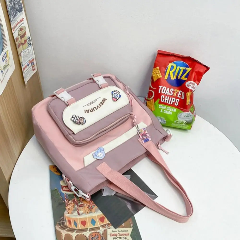 Portable Ins Students School Bags Large Capacity Bear High School Backpacks Multi Pockets Cartoon Teenage Shoulder Bags Girl