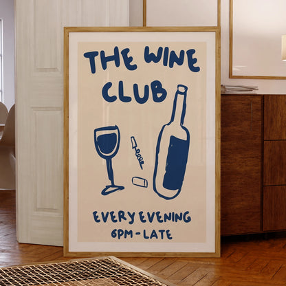 The Wine  Club  Every Evening 6pm-late Wall Art Prints Canvas Painting Poster Picture For Living BedRoom Home Decor