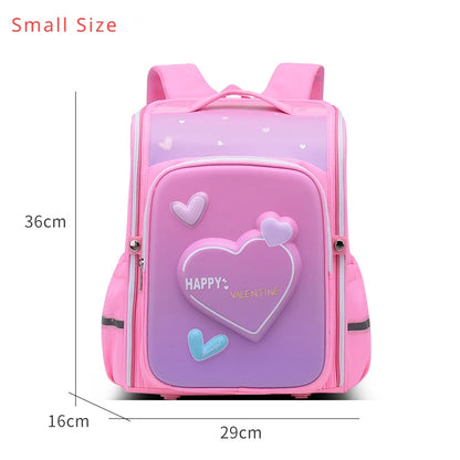 primary school bags for girls cute cartoon love heart pink school backpack student bookbag elementary school kids backpack