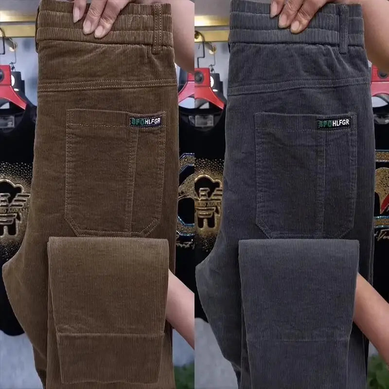 Autumn Winter Casual Pants Elastic Wais Men Corduroy Trousers Six Pockets Joggers Baggy Slim Mens Trousers Designer Sweatpants
