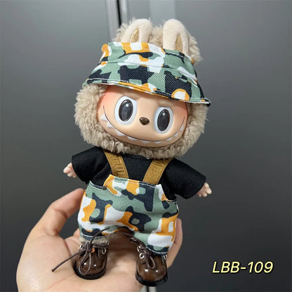 Labubu can wear baby clothes vinyl cloth 17cm doll cute change casual suit skirt plush clothes