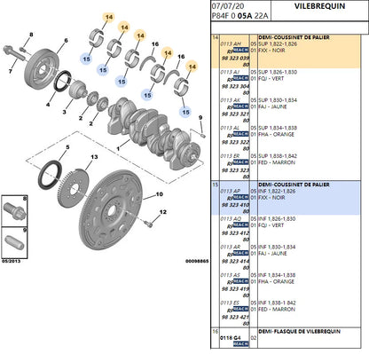 Car Drive Shaft Bearings Engine Crankshaft Parts EP6FDT Motor 1.6 New Accessory Use for Peugeot Accessories 3008 308 Citroen C4