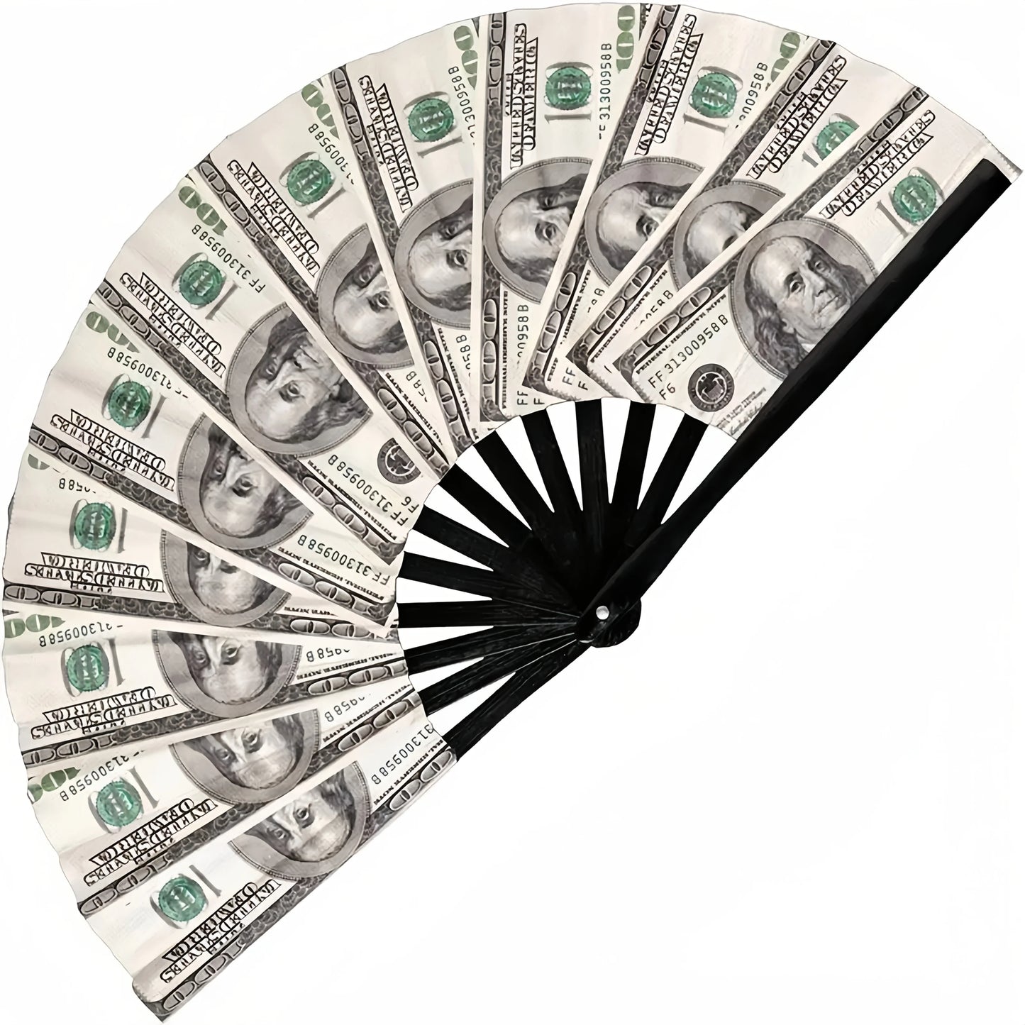 Unique Folding Fan with Dollar Print, Highly Personalised Handheld Fan. Suitable for Parties, Weddings, Club Events