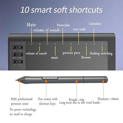 10*6 Inch Portable Digital Tablet Connect Mobile Phone Digital Pressure Drawing Tablet Interactive Graphic Tablet For Drawing