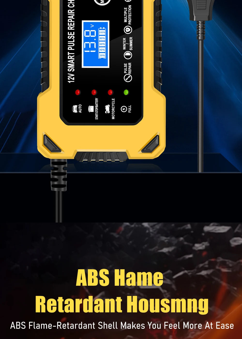 Car Battery Charger, 12V 6A Automatic Intelligent Storage Battery Maintainer Trickle Charger Suitable for Cars, Trucks, Suvs, Mo