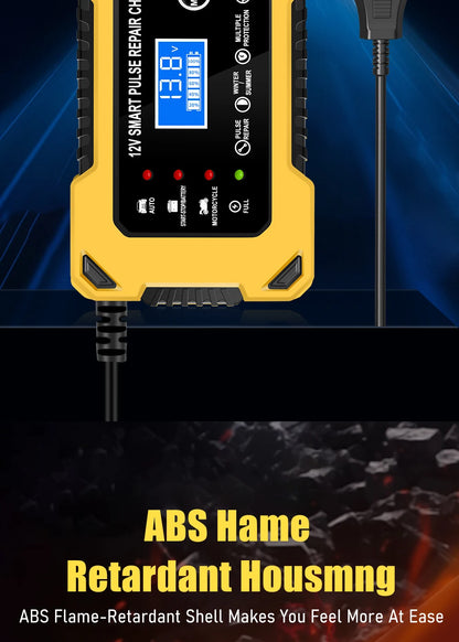 Car Battery Charger, 12V 6A Automatic Intelligent Storage Battery Maintainer Trickle Charger Suitable for Cars, Trucks, Suvs, Mo