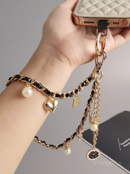 Mobile Phone Lanyard Pickup Carrying Chain Short Wrist Strap Style Phone Universal 5 Lipstick Strap Small Fragrant Wind Pendant