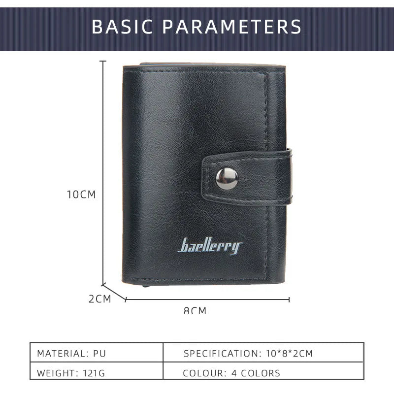 2023 Rfid Blocking Protection Men Card Wallets Hasp Small Card Wallets PU Leather Slim Mini Wallet Qaulity Male Purses