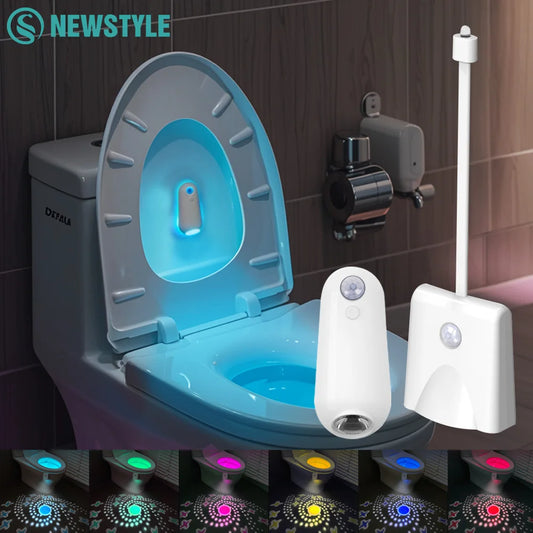 Smart Motion Sensor Night Light LED Projector Toilet Lights USB Rechargeable Colorful Foot Lamp Wall Lamp for Bathroom Corridor