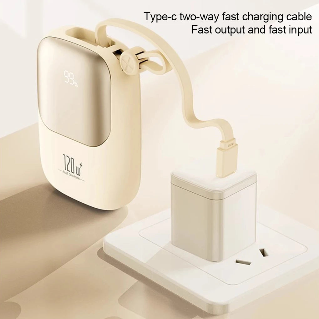 120W super fast charging power bank with cable 10000mAh large capacity portable mobile power Mini supply gift