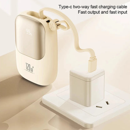 120W super fast charging power bank with cable 10000mAh large capacity portable mobile power Mini supply gift