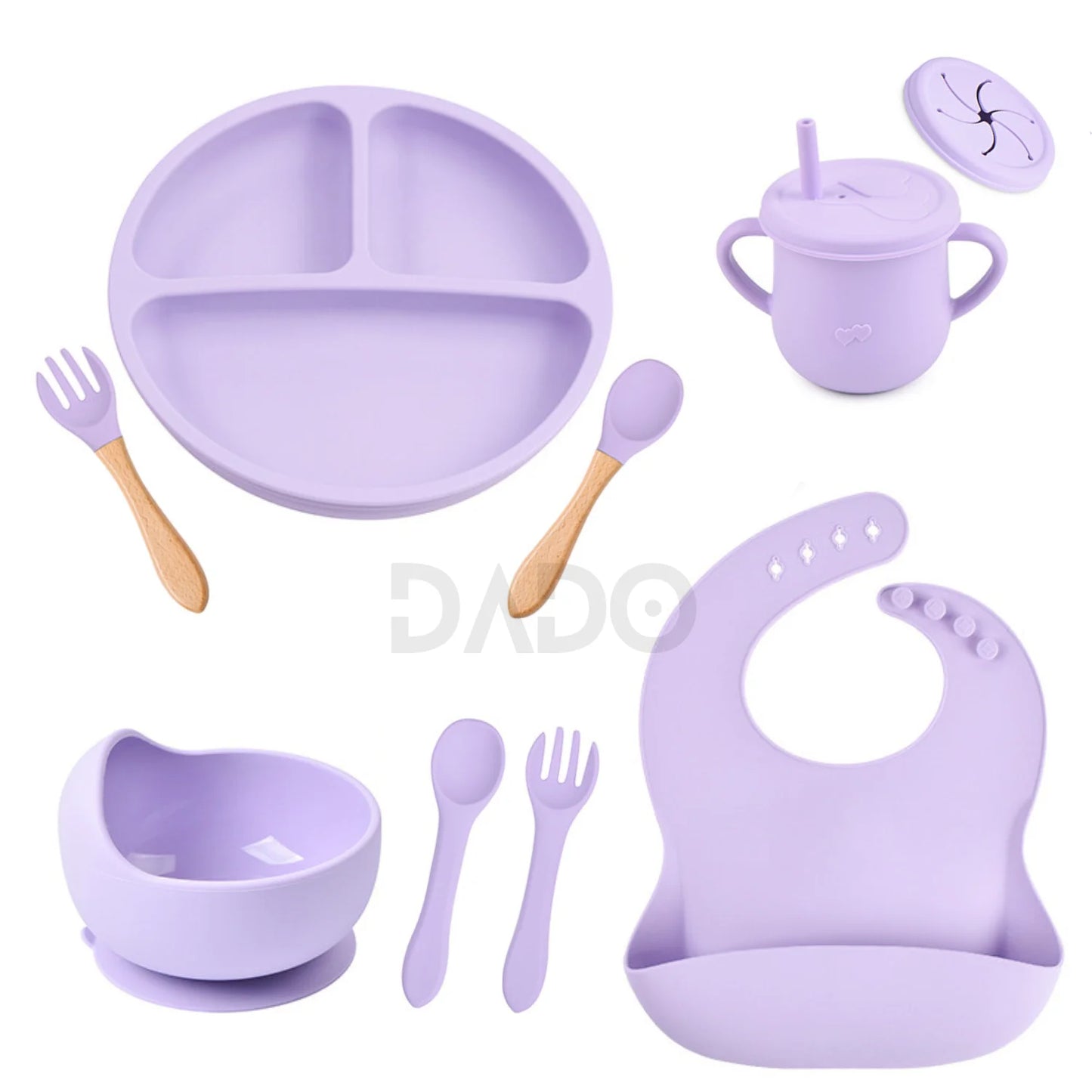 Customized Baby Silicone Feeding Set with Suction Cup Personalized Name Dish Divided Plate Bowl Spoon Cute Kid Eating Tableware