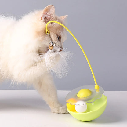 Interactive Cat Tumbler Toy, ABS Base with Feathers & Rolling Balls, Reduces Boredom & Destructive Behavior