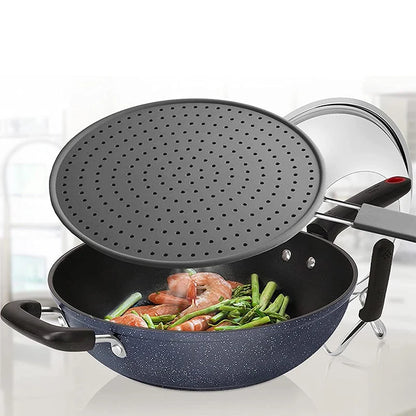 Silicone Kitchen Splatter Screen with Handle Heat-resisting Oil Splash Guard Drain Board Cover Kitchen Frying Pan Lid