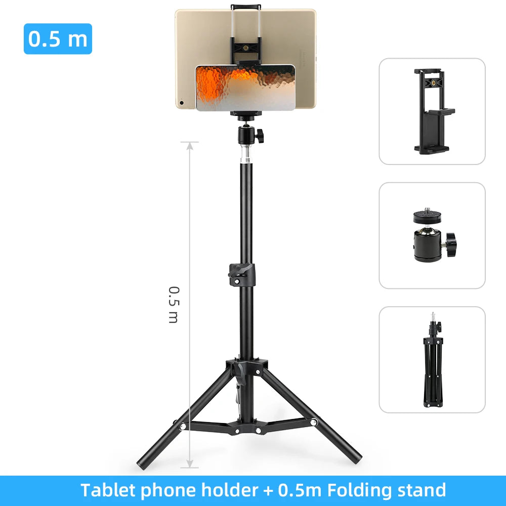 50/150/200cm Tripod for Tablet and Phone Aluminum Tripode Tablet Floor Ipad Tripod Stand with Smartphone & Tablet Holder Mount