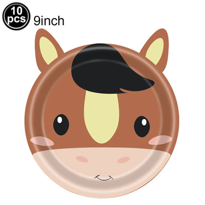 Farm Birthday Party Supplies Animal Farm Paper Plate Pig Sheep Chicken Horses Cows Shape Dinnerware Farm Animal Party Decoration