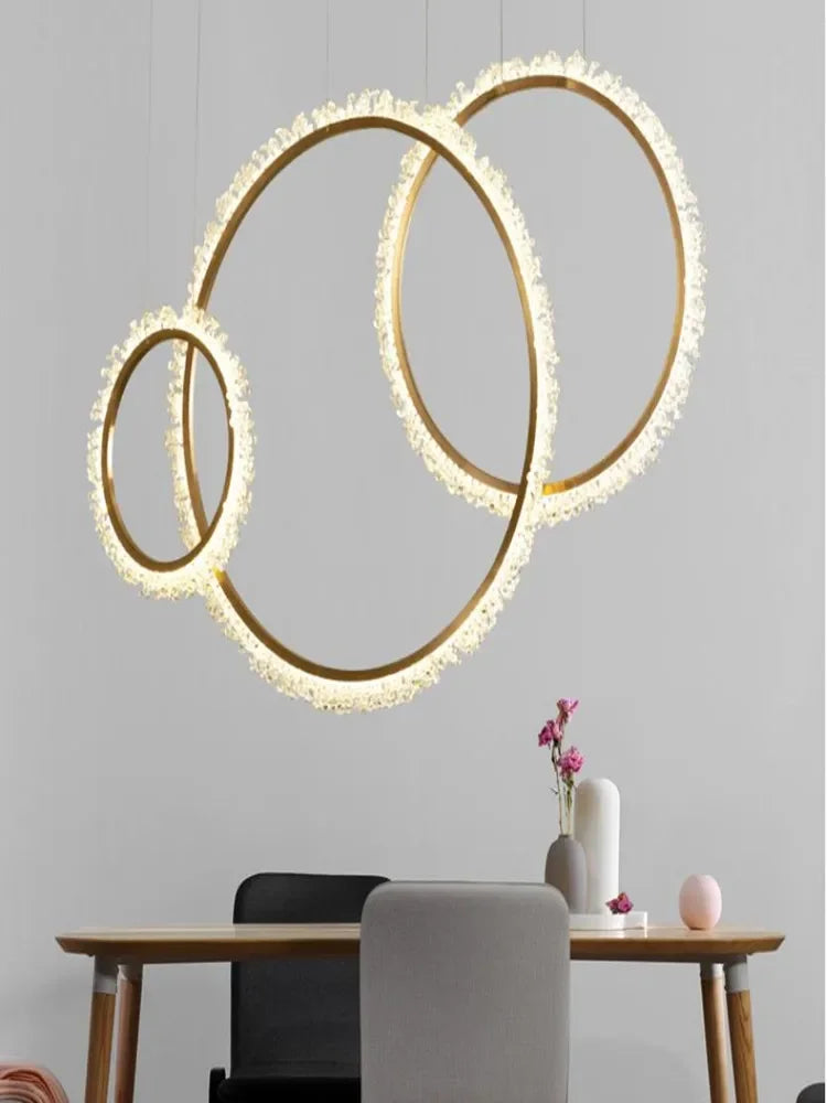 HYN Decorative Chandelier Postmodern Brass Front Desk Circular Art Reception Room Exhibition Hall Crystal Lamp