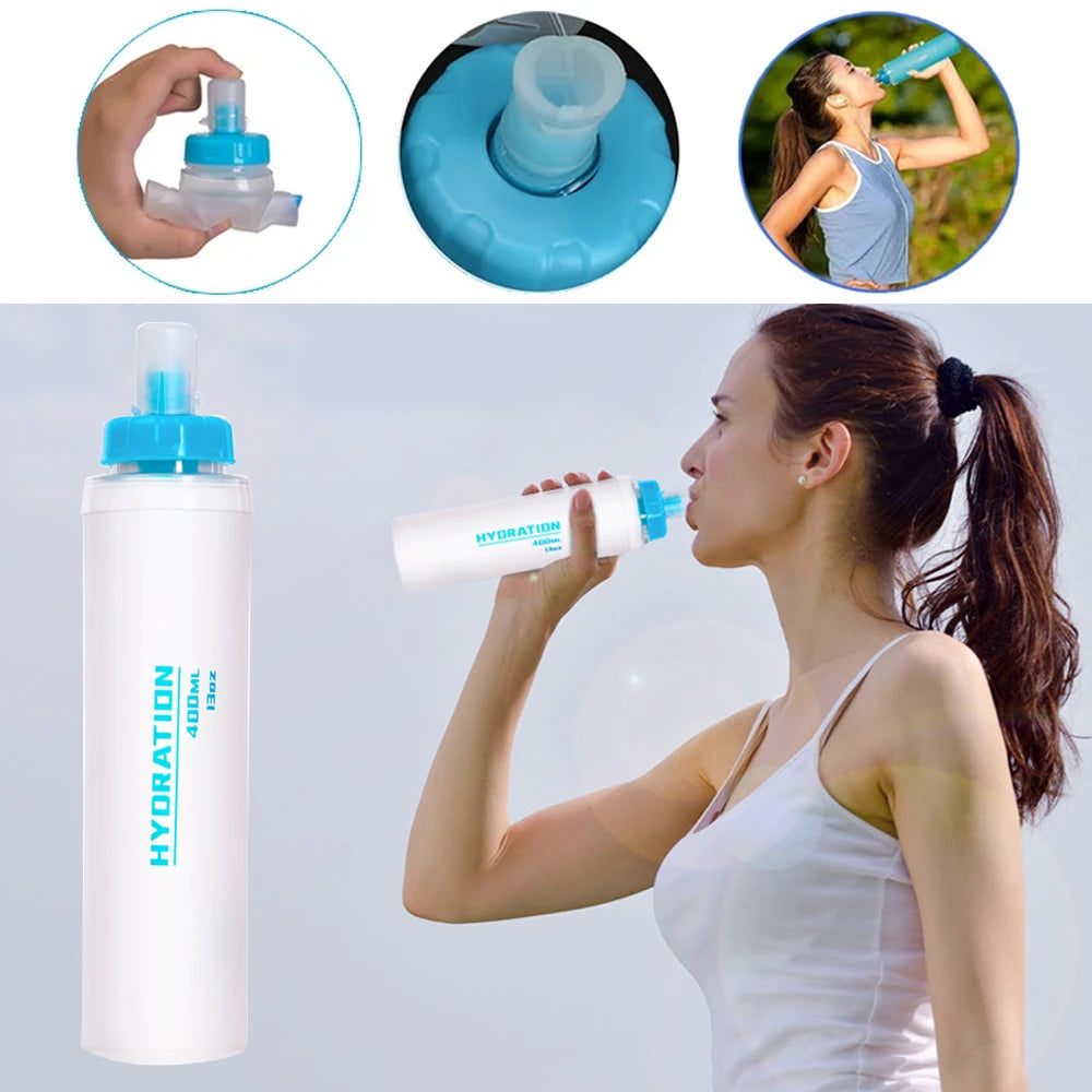 1PCS Soft Flask, Shrink As You Drink Soft Water Bottle for Hydration Pack, Folding Water Bottle Running,Hiking,Cycling,Climbing