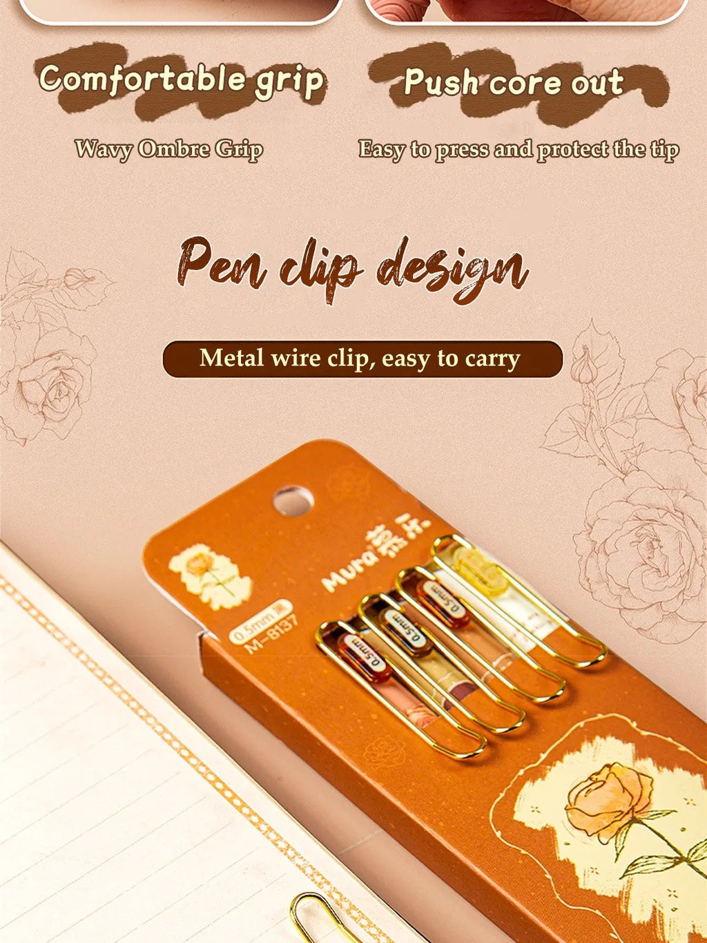 4PCS Retro Style Handbook Pen Marker Graffiti Brush Inscription Pen Office Culture and Educational Supplies