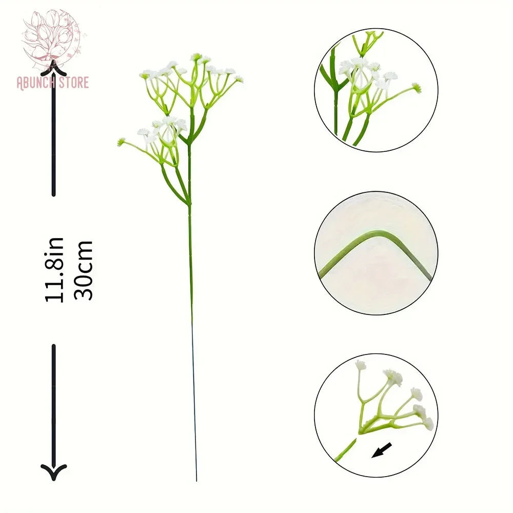 30Pcs Artificial Fake Babys Breath Bridal Flowers Bouquet Plastic Gypsophila for Wedding Reception Centerpieces Home Party Decor