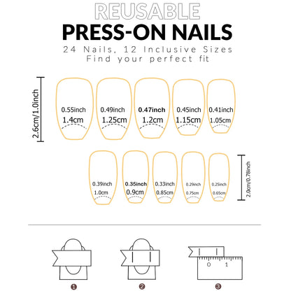 24PCS Long Coffin Pink Press On Nails Fake Press On Nails Gradation Press On Nails Summer Nails