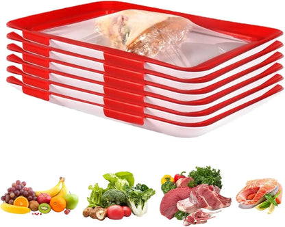 Vacuum Fresh Storage Tray Reusable Creative Food Storage Container Stackable Food Preservation Tray with Elastic Lid