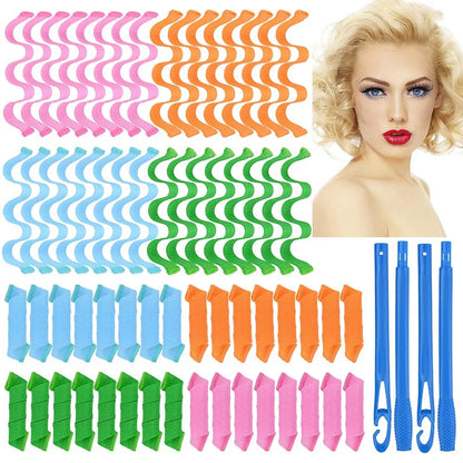 Heatless Hair Curler No Heat Silk Ribbon Hair Rollers Curls Headband Sleeping Soft Lazy Hair Curlers Foam Rod Curling Hair Tools