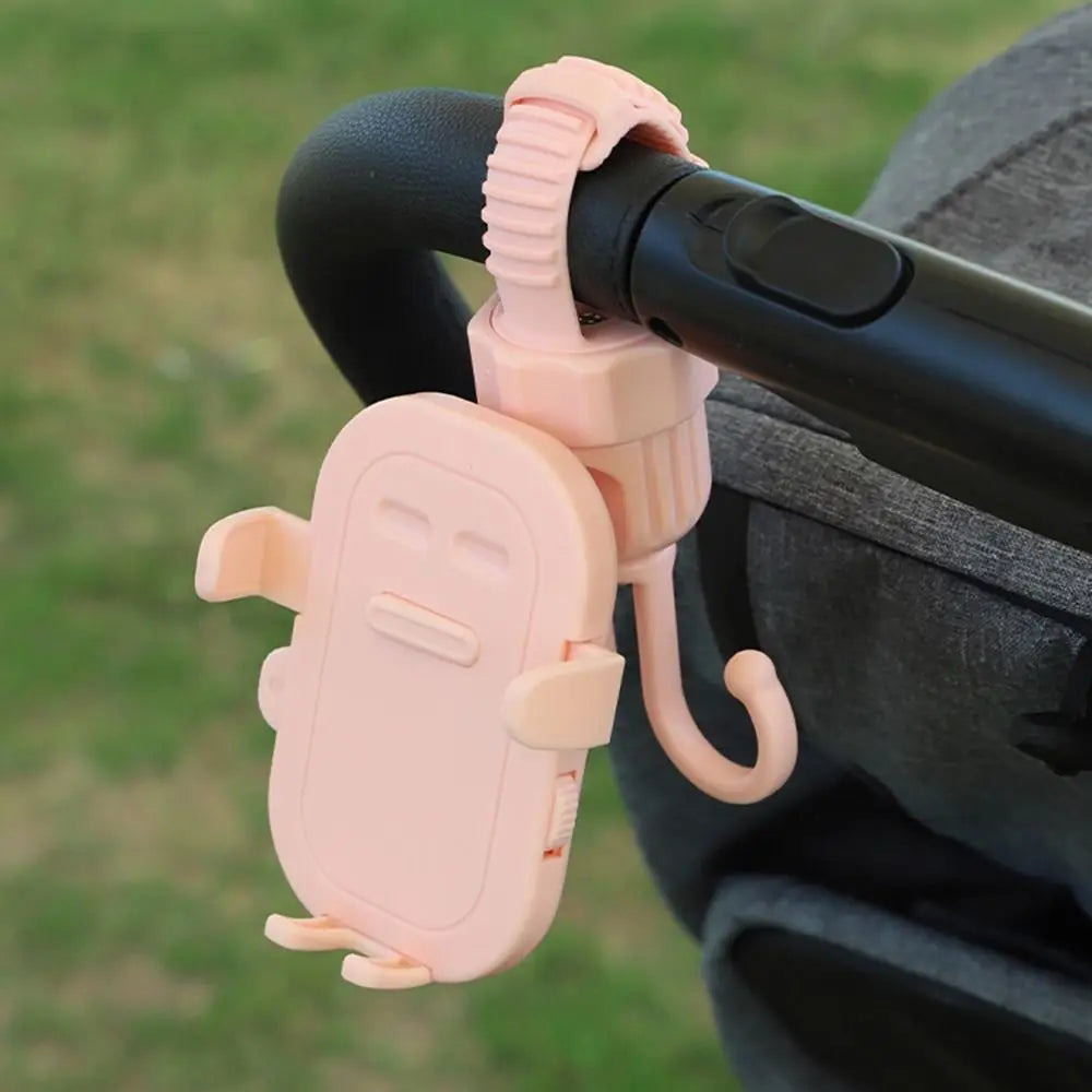 2 in 1 Baby Stroller Hooks Rotatable Creative Stroller Phone Holder Stable Detachable Bicycle Hanging Double Hook Universal
