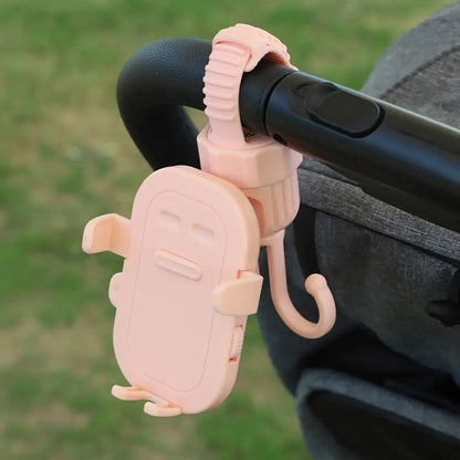 2 in 1 Baby Stroller Hooks Rotatable Creative Stroller Phone Holder Stable Detachable Bicycle Hanging Double Hook Universal