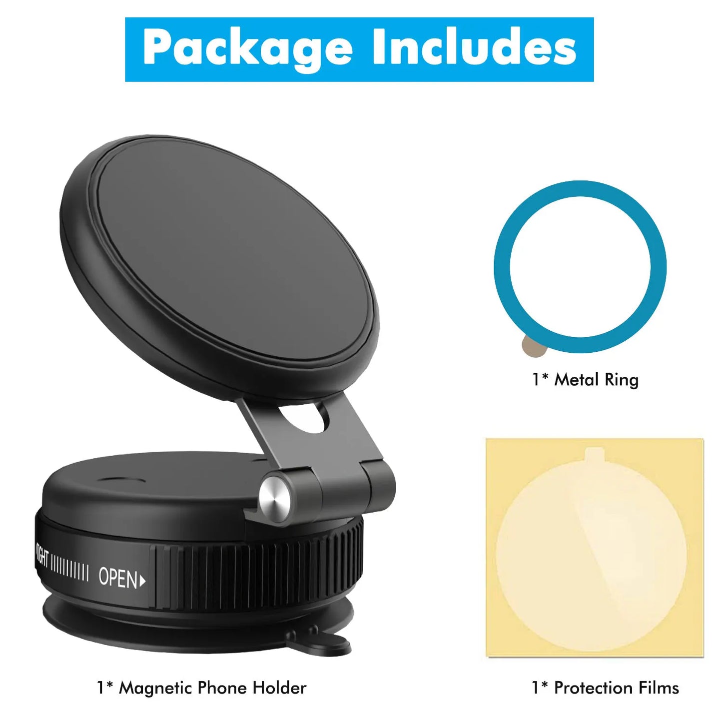 Foldable Magnetic Vacuum Phone Holder, Car Phone Holder Mount, Dashboard Magnetic Phone Holder, for Car, Mirror, Gym, Kitchen