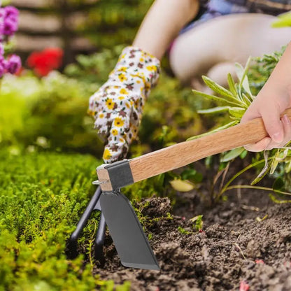 Iron Gardening Cultivator Manual Wooden Handle Agriculture Hoe Vegetable Farming Tool Weeding Hoe