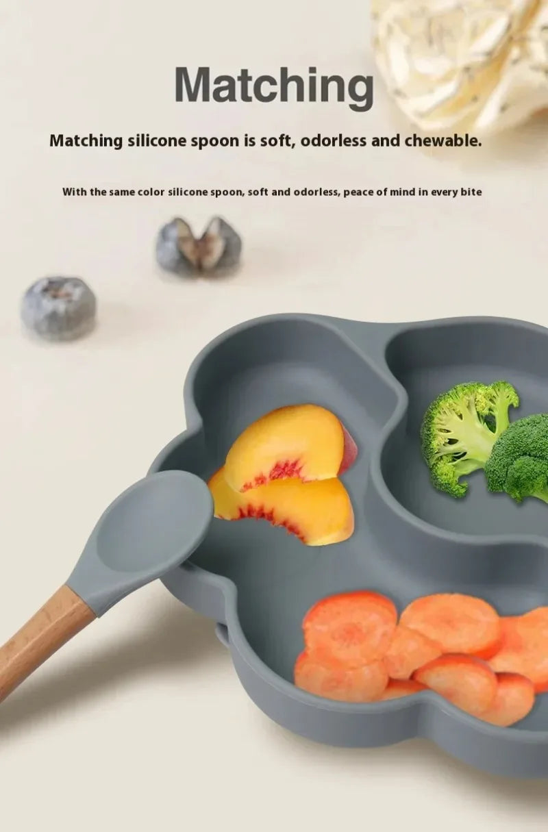 Toddler Baby Food Bowl Children's Tableware Babys Silicone Dishes Set Toddler Training Tableware Bowls Baby Feeding Set Silicone