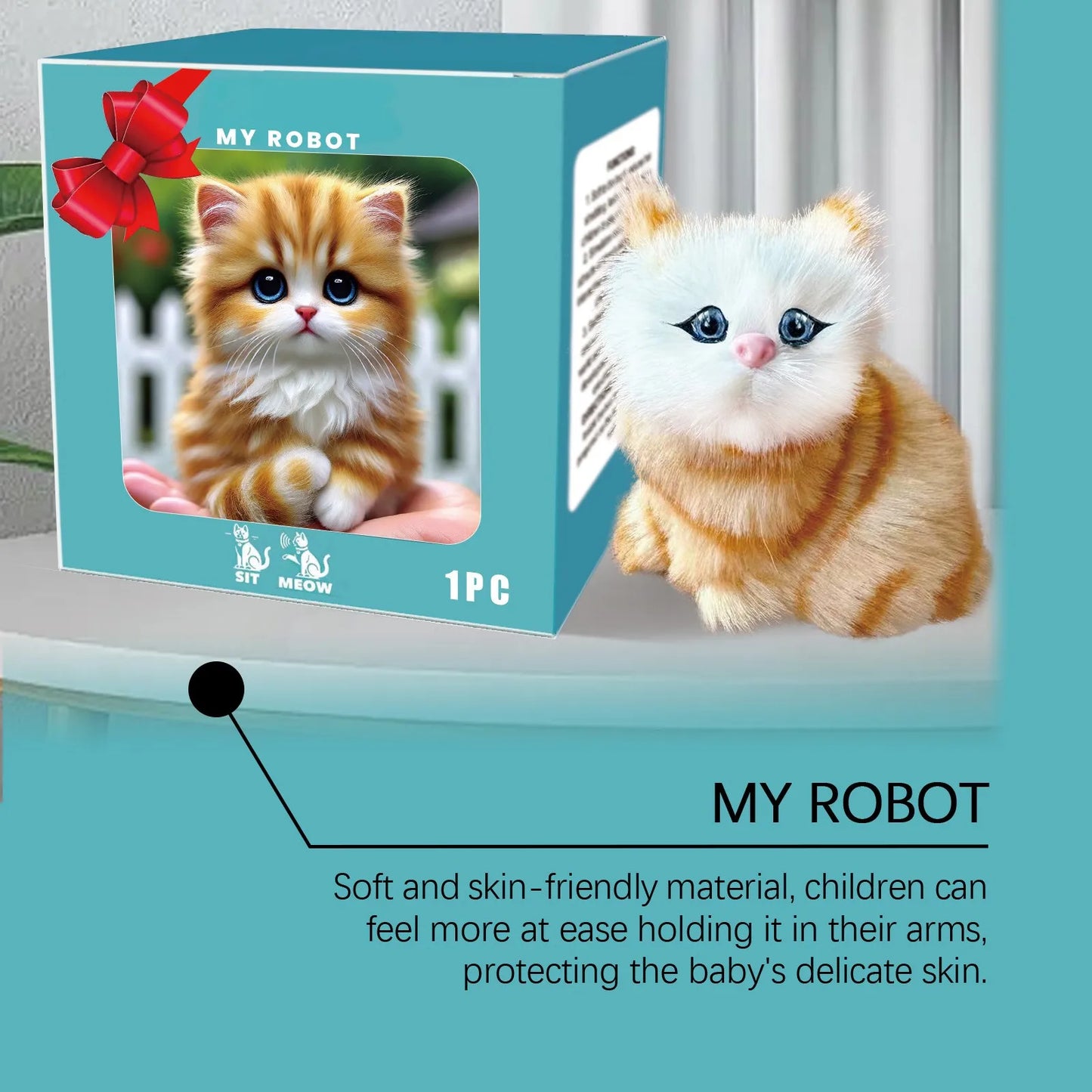 Robot Cat Toys Interactive Cat Meow Toy Funny Interactive Cat Robot Creative Robotic Cat Barking Meow Kitten for Chilren