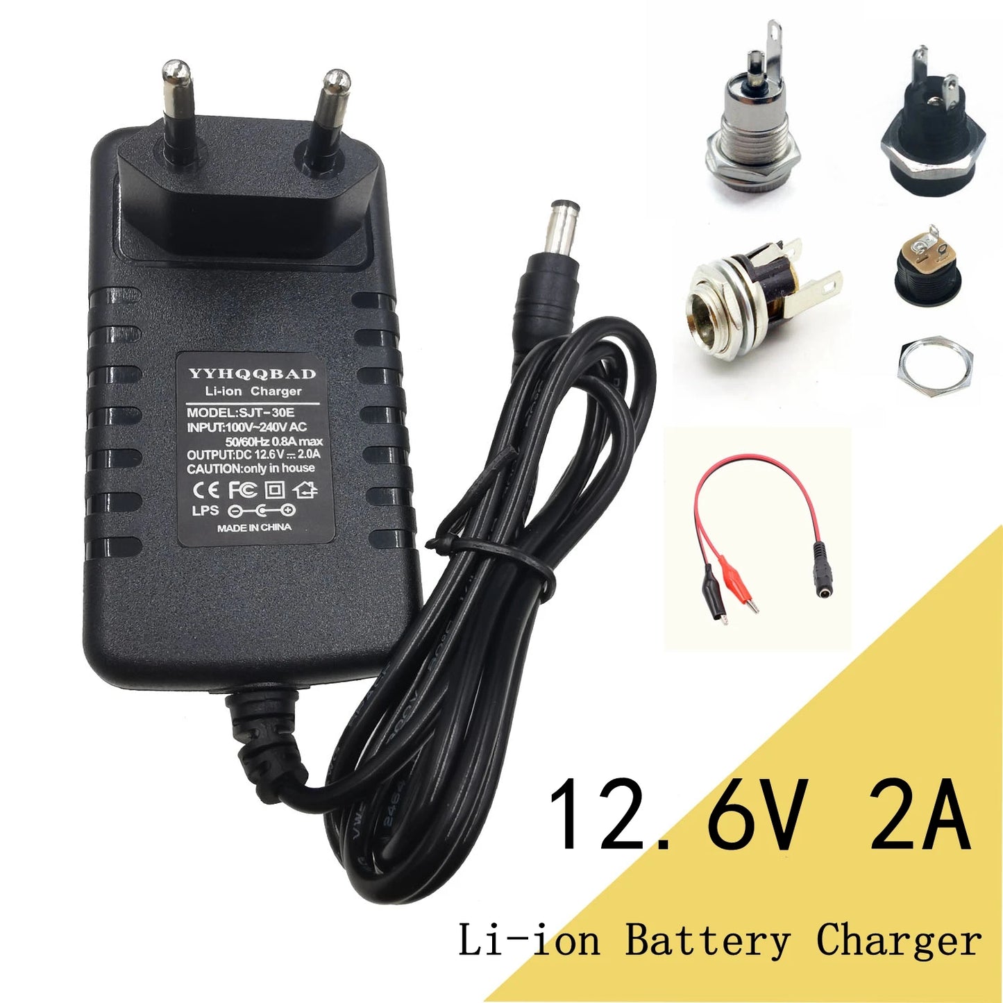12.6V 2A Li-ion battery charger for 10.8v 11.1v battery 3S 18650 battery pack connector DC5525