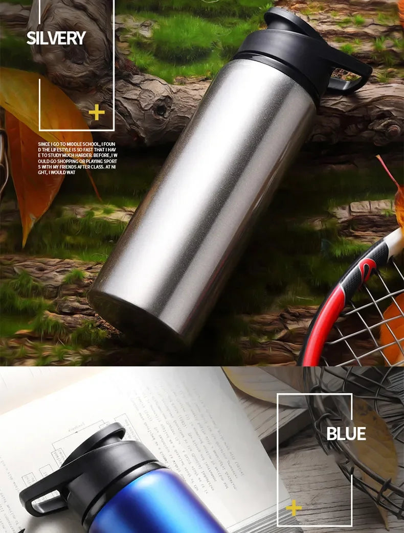 Portable Water Bottle Outdoor Sports Travel Cup Metal Drinking Bottle for Cycling Hiking Gym Leakproof Reusable Water Container