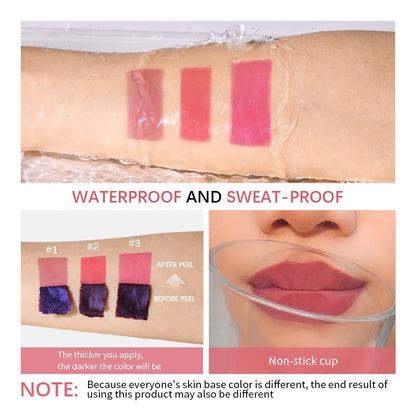 3 Colors Lip Stain Gloss Tattoo Magic Color Peel Off Mask Tint Long Lasting Waterproof Lip Gloss