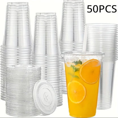 100Sets 12/16OZ Plastic Cups with Lids Clear Disposable Cups Straw for Parties Iced Coffee Smoothie  Milkshake Cold Drinks