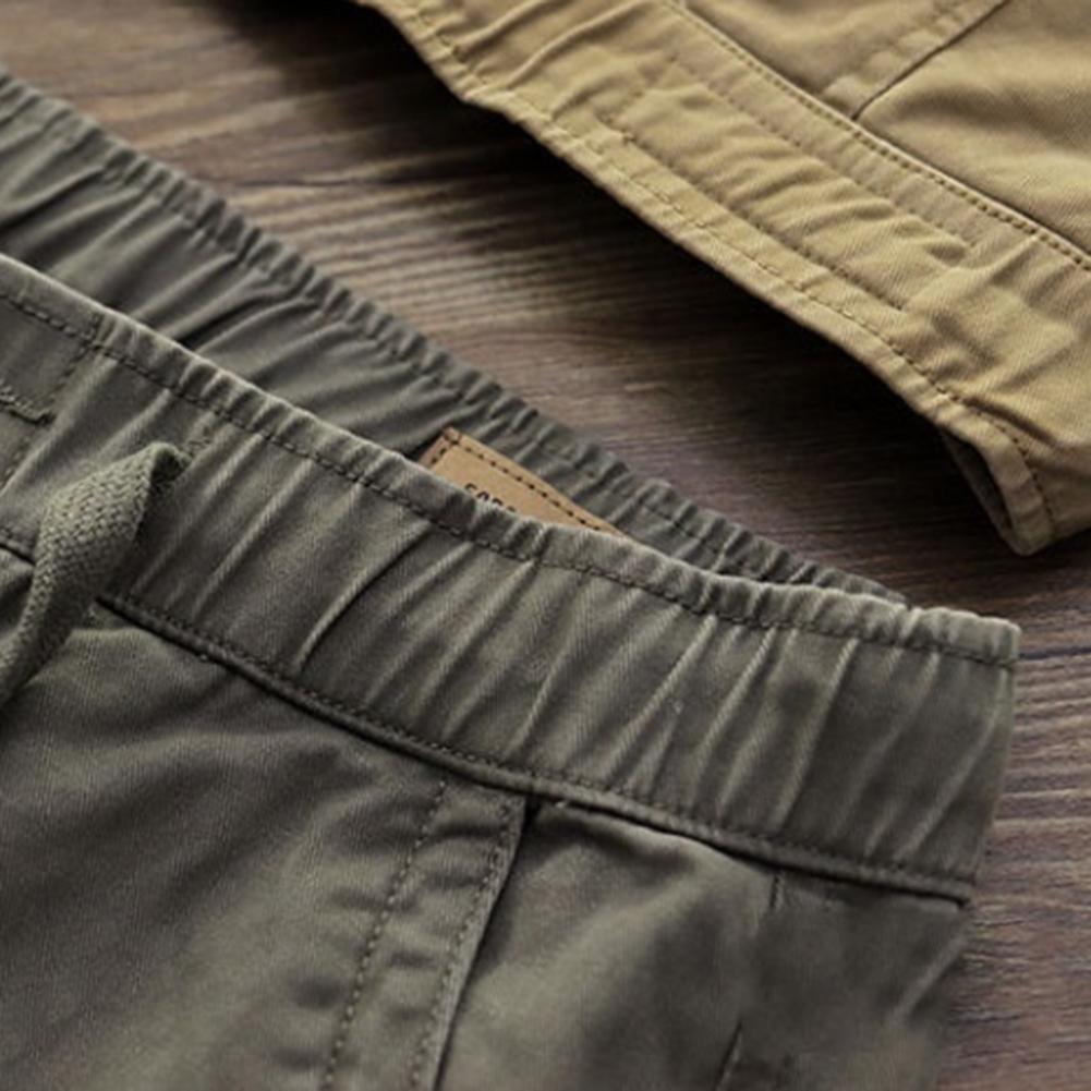 Cargo Pants Trousers for Men 2022 Casual Multi Pockets Stretchy Cuffs Thin Drawstring Elastic Waist Men Fitness Pants