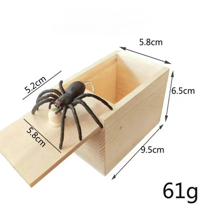 Funny Spider Jump Scare Box - Wooden Prank Toy for Office & Friends - Hilarious Trick Gadget for Jokes & Gags