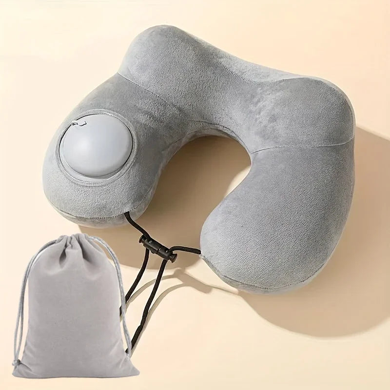 U-shaped Inflatable Travel Pillows Portable Air Pillow Neck Support Cushion Comfortable Sleeping Pillow Press To Inflate Pillow
